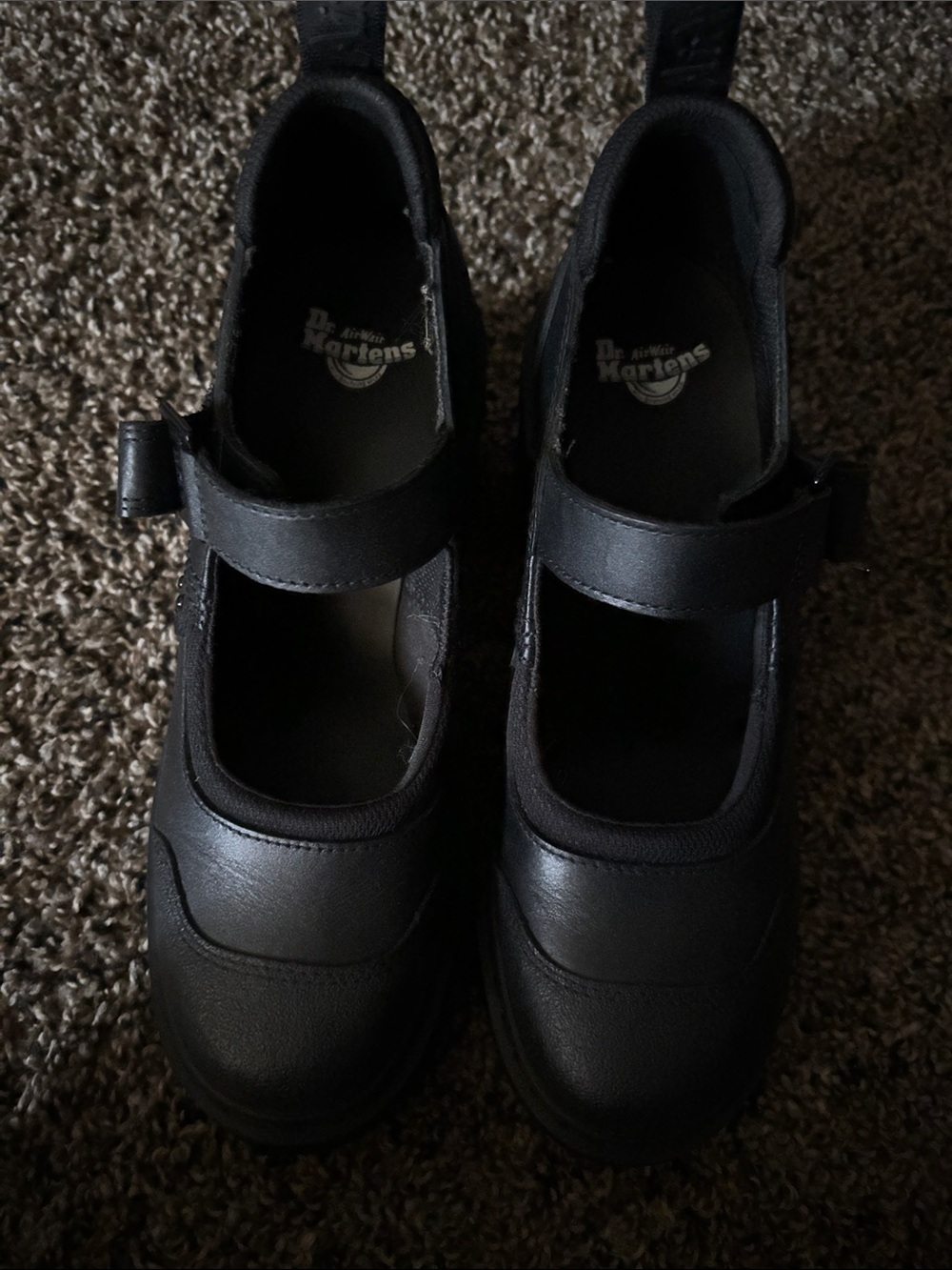 Dr. Martens Black Leather Mary Jane Heeled Boots